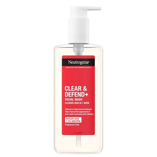 Neutrogena Clear & Defend+ Facial Wash Καθαριστικό Προσώπου Για Αντιμετώπιση Της Ακμής, 200ml