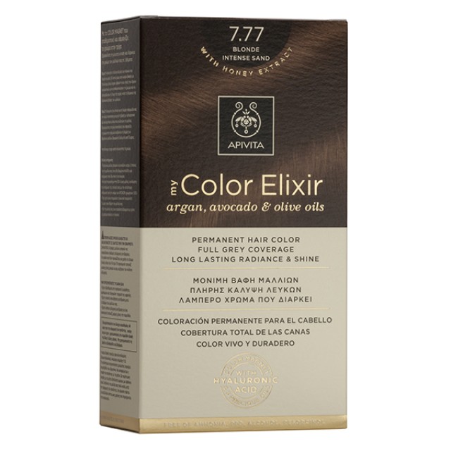 APIVITA My Color Elixir Νο 7.77 Βαφή Μαλλιών Μόνιμη Ξανθό Έντονο Μπεζ