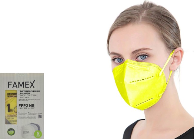 Famex Particle Filtering Mask FFP2 NR Yellow/ Κίτρινο, 10τμ