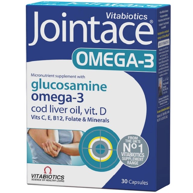 Vitabiotics Jointace Omega-3 & Glucosamine Συμπλήρωμα Διατροφής Για Την Καλή Υγεία Των Αρθρώσεων, 30 Κάψουλες