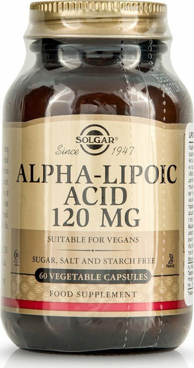Solgar Alpha Lipoic Acid 120mg Άλφα Λιποϊκό Οξύ Ισχυρό Αντιοξειδωτικό 60 Φυτικές Κάψουλες