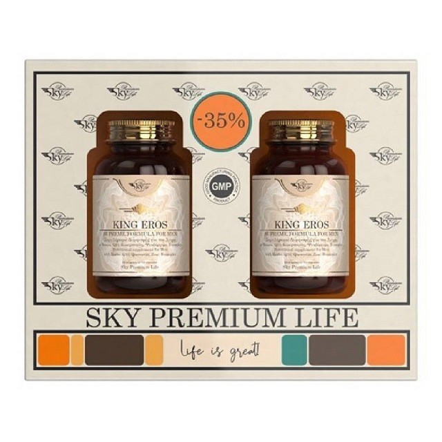 Sky Premium Life Πακέτο King Eros Συμπλήρωμα Για Την Σεξουαλική Υγεία Του Άνδρα, 2x60 Κάψουλες