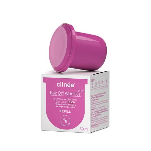 Clinea Bak Off Wrinkles Day Cream Rich SPF20 Refill Ανταλλακτικό Κρέμα Ημέρας 50ml