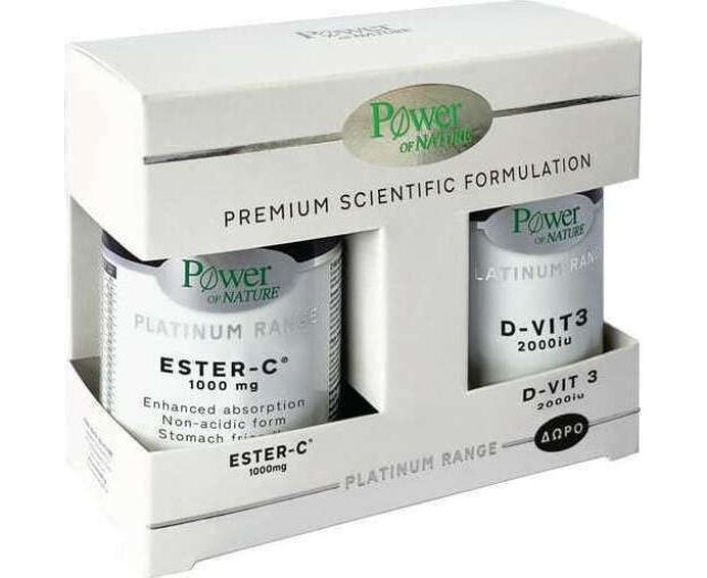 POWER HEALTH Platinum Range Ester-C 1000mg, 30 Δισκία & Δώρο D-Vit 3 2000iu Vitamin D3 20 Δισκία