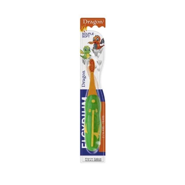 Elgydium Kids Dragon Παιδική Οδοντόβουρτσα 2 έως 6 ετών Πράσινη 1 Τεμάχιο