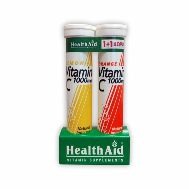 HEALTH AID Vitamin C 1000mg με Γεύση Λεμόνι 20tabs +  Δώρο Vitamin C 1000mg με Γεύση Πορτοκάλι 20tabs