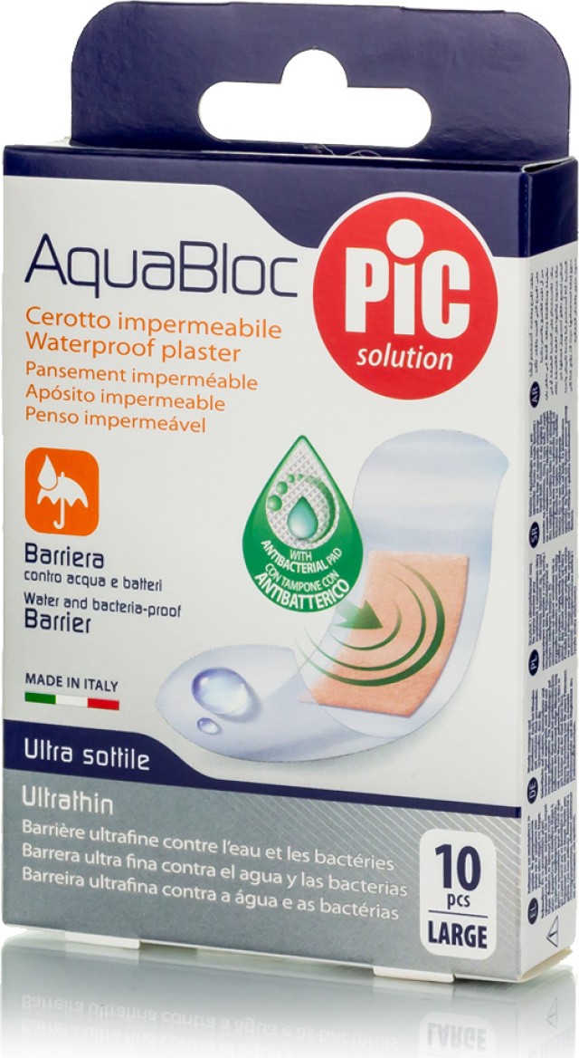 PIC SOLUTION AquaBloc Waterproof UltraThin Strips, Εξαιρετικά Λεπτό Αδιάβροχο Τσιρότο 25 x 72 mm 10 τμχ