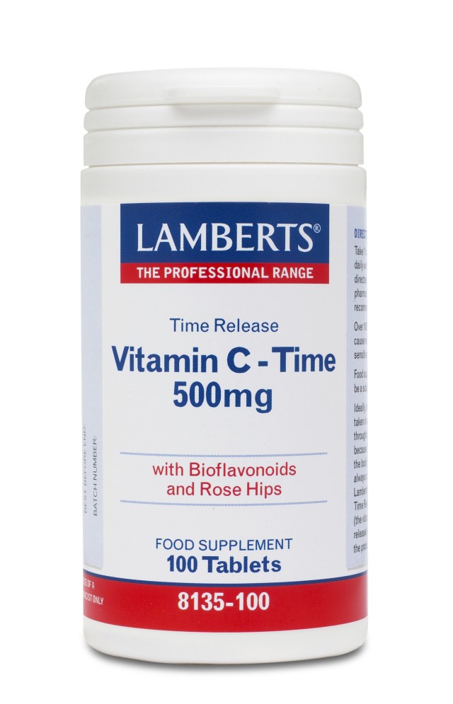 Lamberts Vitamin C Time Release 500mg Συμπλήρωμα Διατροφής Βιταμίνη C για Τόνωση του Οργανισμού & Ενίσχυση του Ανοσοποιητικού Συστήματος, 100tabs 8135-100