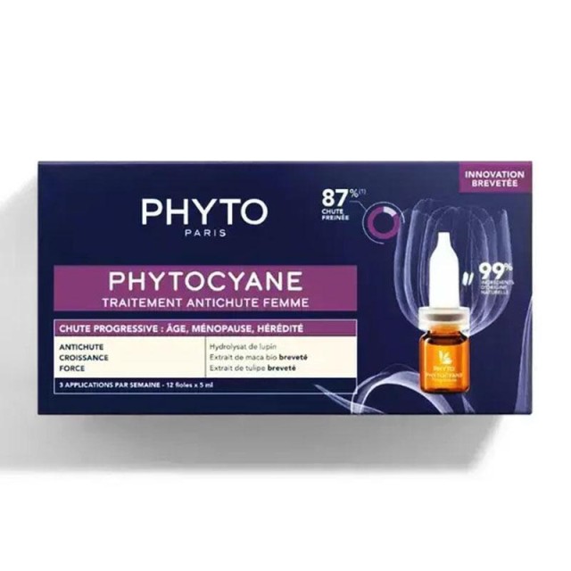 PHYTO Phytocyane Progressive Hair Loss Treatment For Women Θεραπεία Για Την Προοδευτική Τριχόπτωση Των Γυναικών, 12x5ml