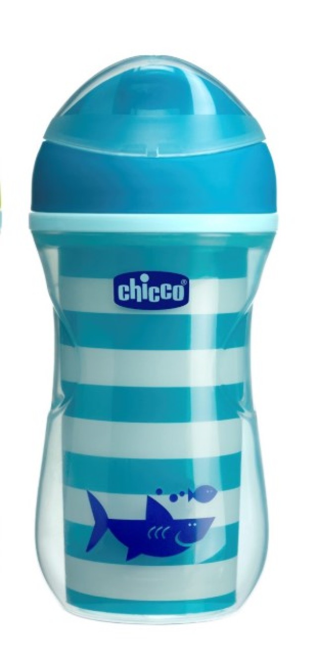 Chicco Active Cup Κύπελλο Μπλε Γραμμές,14Μ+ , 266ml, 1 τμχ
