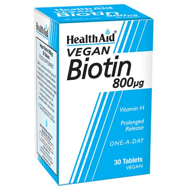 HEALTH AID Βiotin Vitamin H 800mg, 30 ταμπλέτες βραδείας αποδέσμευσης