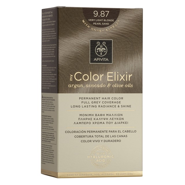 APIVITA My Color Elixir Νο 9.87 Βαφή Μαλλιών Μόνιμη Ξανθό Πολύ Ανοιχτό Περλέ Μπεζ