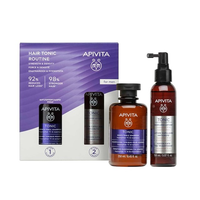 Apivita Πακέτο Hair Tonic Routine for Men Hair Loss Lotion 150ml & Δώρο Tonic Shampoo 250ml