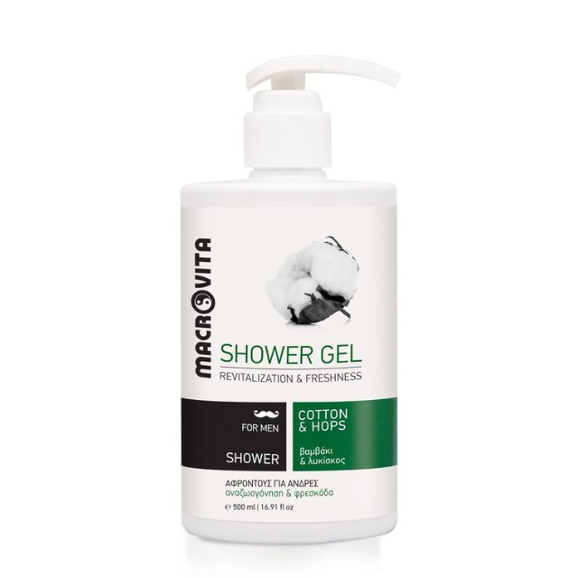 Macrovita Men Shower Gel Cotton & Hops Αφρόλουτρο Με Βαμβάκι & Λυκίσκο 500ml