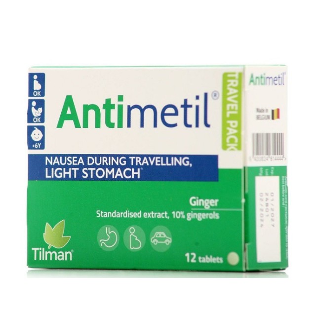 Tilman Antimetil Light Stomach Travel Pack Με Τζίντζερ, 12 ταμπλέτες