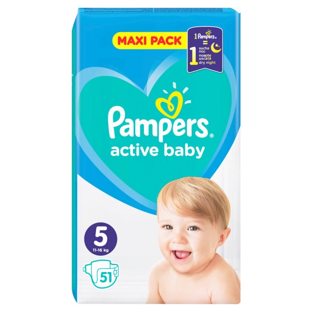 Pampers Active Baby Maxi Pack No.5 (11-16kg) 51τμχ