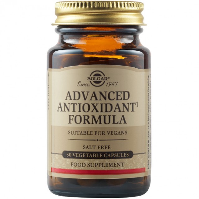 Solgar Advanced Antioxidant Formula Αντιοξειδωτική Φόρμουλα με Βιταμίνες & Μέταλλα για Τόνωση του Οργανισμού, 30veg.caps
