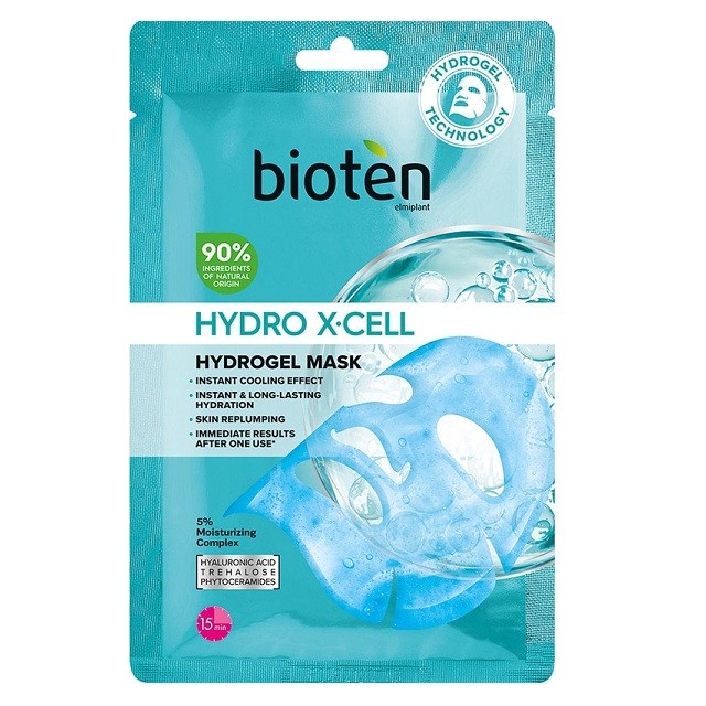 Bioten Hydro X-Cell Hydrogel Mask Μάσκα Ενυδάτωσης Προσώπου Με Υαλουρονικό Οξύ, 1 Τεμάχιο