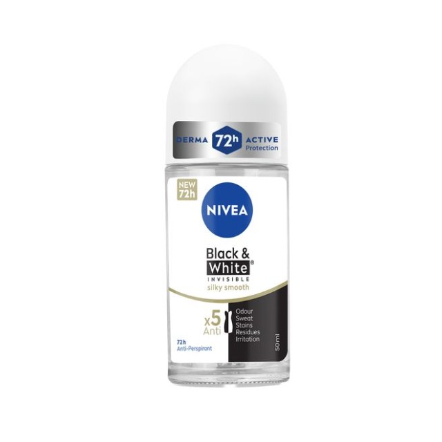 Nivea Deo Black & White Clear Invisible Silky Smooth Roll-On Γυναικείο Αποσμητικό 50ml