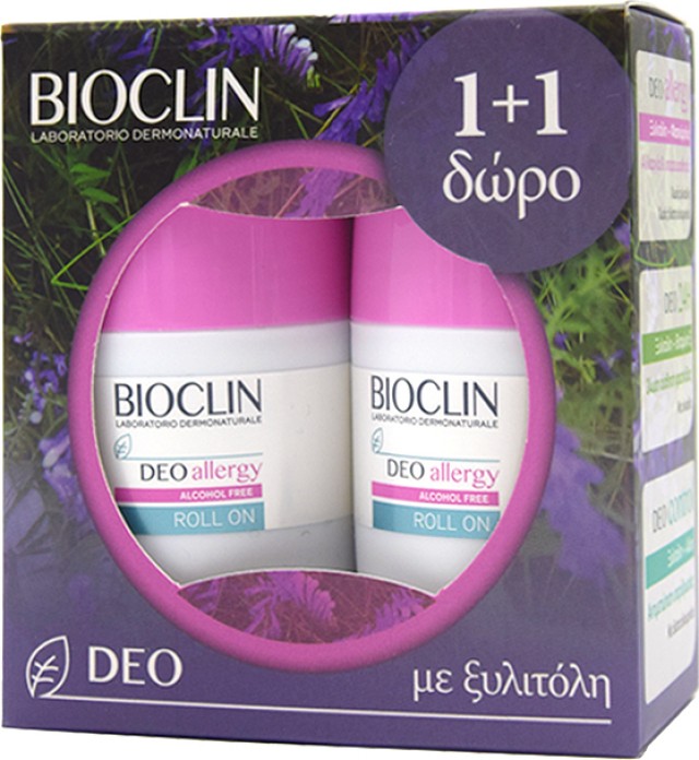 Bioclin Πακέτο Deo Allergy Roll-On Αποσμητικό Για Ευαίσθητες Επιδερμίδες Με Τάση Αλλεργίας, 2x50ml