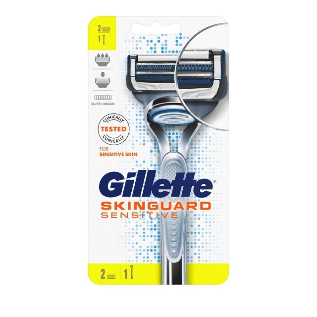 Gillette Skinguard Sensitive Ξυριστική Μηχανή για Ευαίσθητες Επιδερμίδες & 2 Ανταλλακτικά