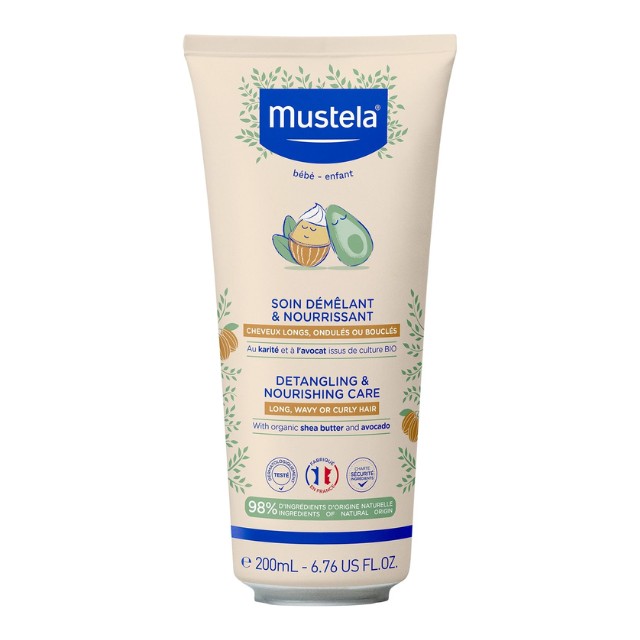 Mustela Detangling & Nourishing Care Leave-In & Conditioner Βρεφική Κρέμα Μαλλιών 2 σε 1 για Μακριά Κυματιστά ή Σγουρά Μαλλιά 200ml