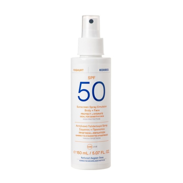 KORRES Yoghurt Sunscreen Spray Body & Face Αντηλιακό Γαλάκτωμα Spray Σώματος & Προσώπου SPF50, 150ml