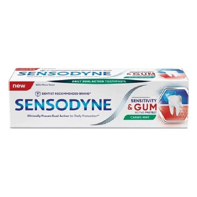 SENSODYNE Sensitivity & Gum Caring Mint, Οδοντόκρεμα για Ευαίσθητα Δόντια και Ούλα που Αιμορραγούν, 75ml