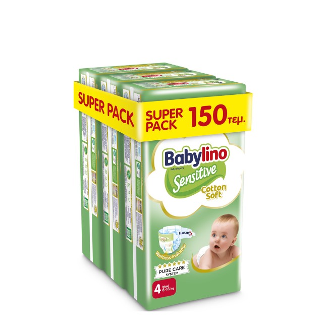 Babylino Sensitive Cotton Soft Monthly Box Maxi Νο.4 (8-13kg) Βρεφικές Πάνες 150τμχ