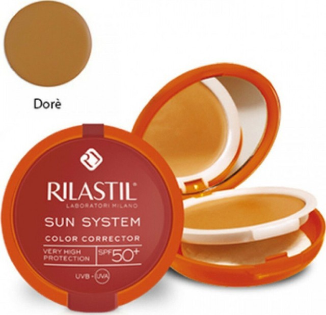 RILASTIL Sun System Uniforming Compact Cream SPF50+ Υψηλής Κάλυψης Με Κρεμώδη Υφή 02 Dore Foundation, 10gr