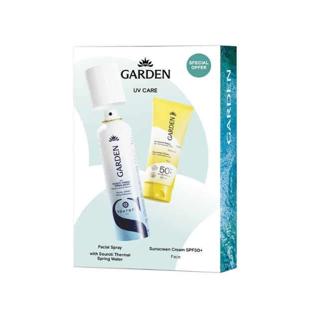 Garden UV Care Πακέτο Souroti Water Spray 150ml & Sunscreen Face Cream SPF50+ 50ml