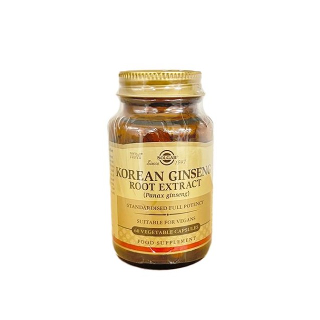 Solgar Korean Ginseng Root Extract Εκχύλισμα Κορεάτικου Τζίνσενγκ 60 Φυτικές Κάψουλες