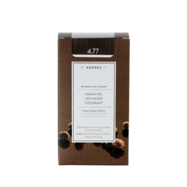 Korres Argan Oil Advanced Colorant Μόνιμη Βαφή Μαλλιών 4.77 Σκούρο Σοκολατί 50ml