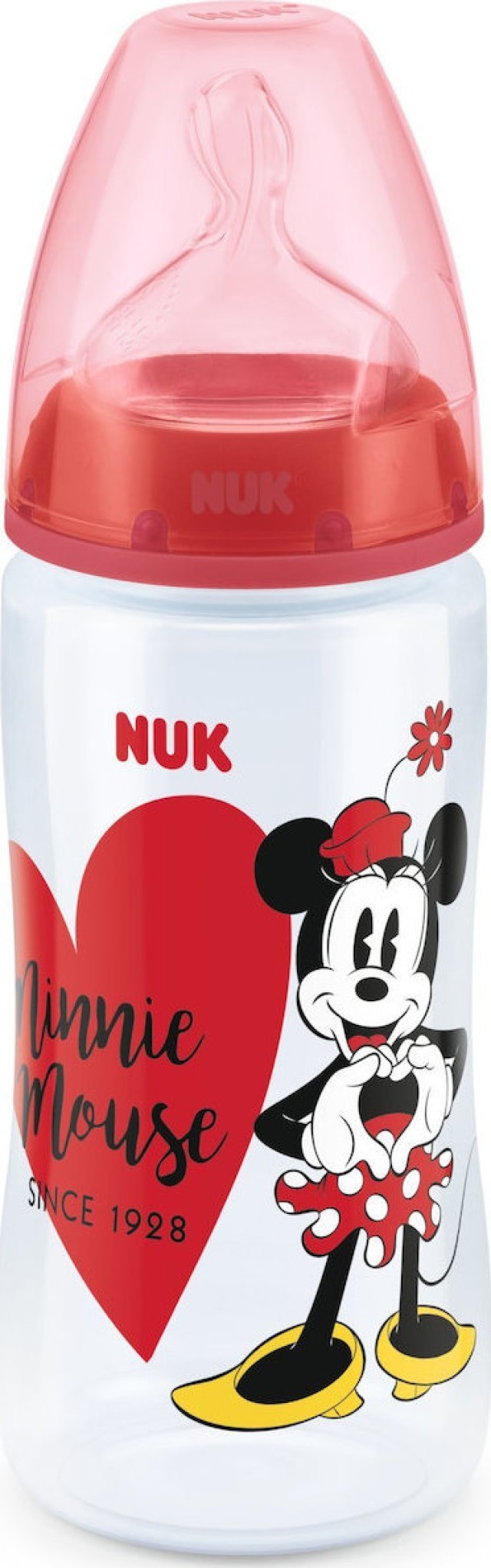 NUK Μπιμπερό Πλαστικό 6-18m First Choice+ Με Θηλή Σιλικόνης Disney Minnie Mouse (10.741.828), 1τμχ