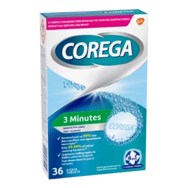 COREGA 3 Minutes Καθαριστικά Δισκία 36tabs