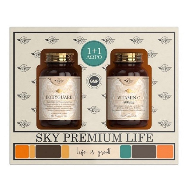 Sky Premium Life Πακέτο Προσφοράς Bodyguard, 60 Κάψουλες & Δώρο Vitamin C 500mg, 60 Δισκία