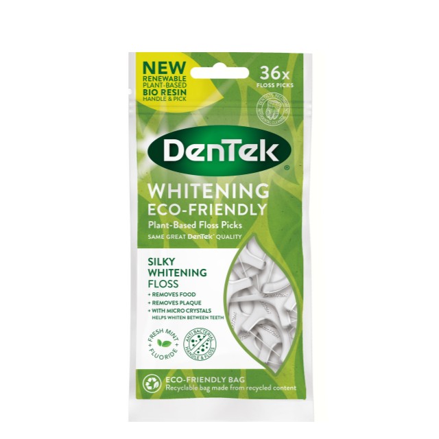 Dentek Whitening Eco Friendly Silky Whitening Floss Picks Μεσοδόντια Βουρτσάκια 36 τμχ