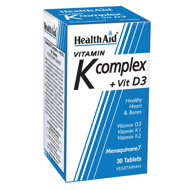 HEALTH AID Vitamin K Complex + Vit. D3 Συμπλήρωμα Διατροφής με Σύμπλεγμα Βιταμινών για Υγιή Οστά & Καρδιά 30tabs