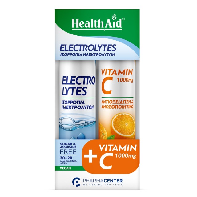 Health Aid Πακέτο Electrolytes & Vitamin C 1000mg 2x20 Αναβράζοντα Δισκία