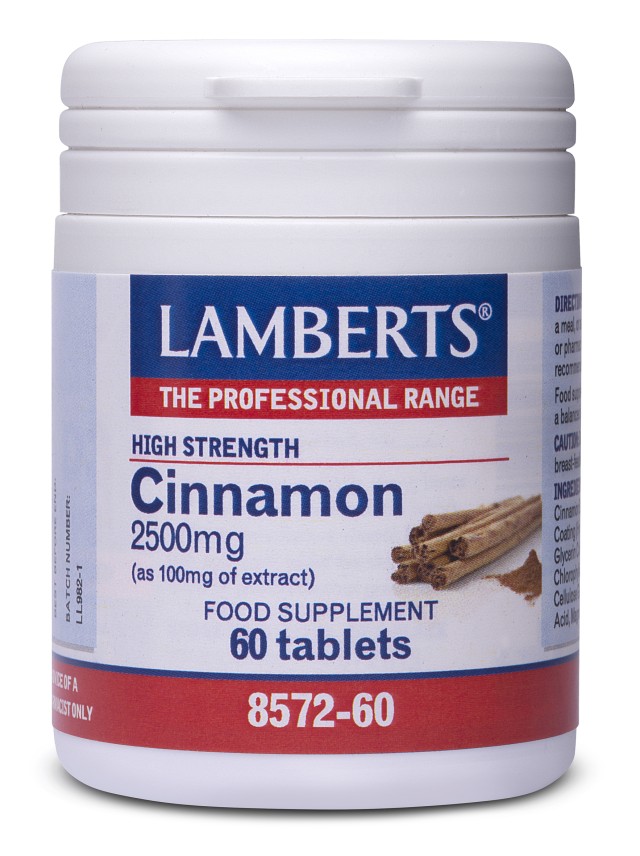 Lamberts Cinnamon 2500mg Εκχύλισμα Φλοιού Κανέλλας 2500mg Συμπλήρωμα Διατροφής για την Αντιμετώπιση των Διαταραχών της Πέψης 60 tabs (8572-60)