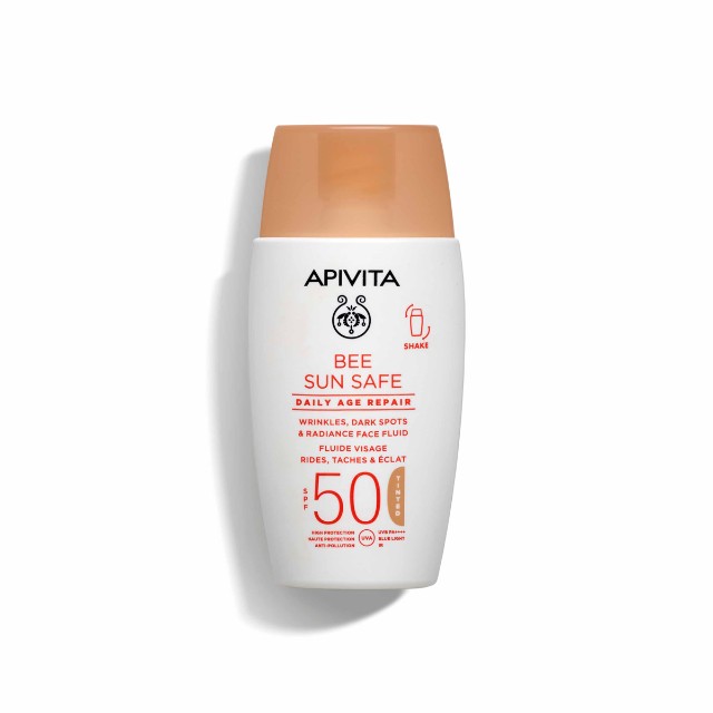 Apivita Bee Sun Safe Daily Age Repair Tinted Wrinkles Dark Spots & Radiance Face Fluid SPF50 50ml