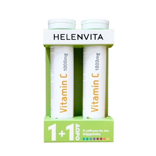 Helenvita Πακέτο Vitamin C 1000mg με Πορτοκάλι 2x20 Αναβρ.Δισκία 1+1 ΔΩΡΟ