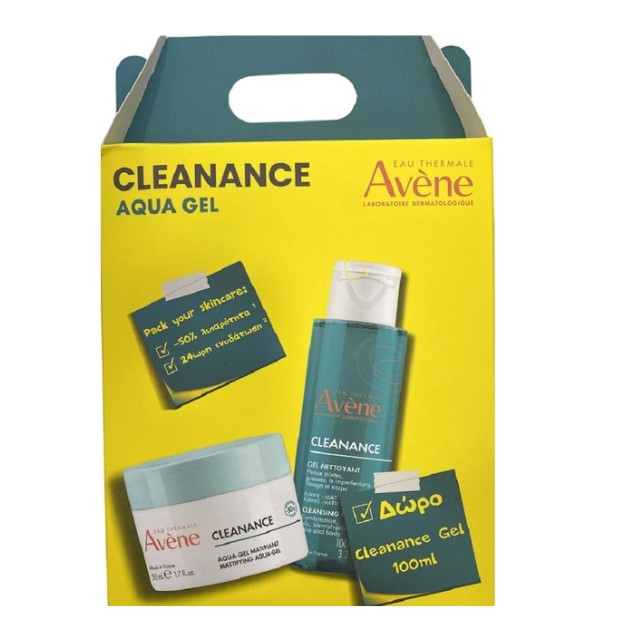 Avene Πακέτο Cleanance Aqua-Gel Mattifying Κρέμα Προσώπου 50ml & Δώρο Cleanance Gel 100ml