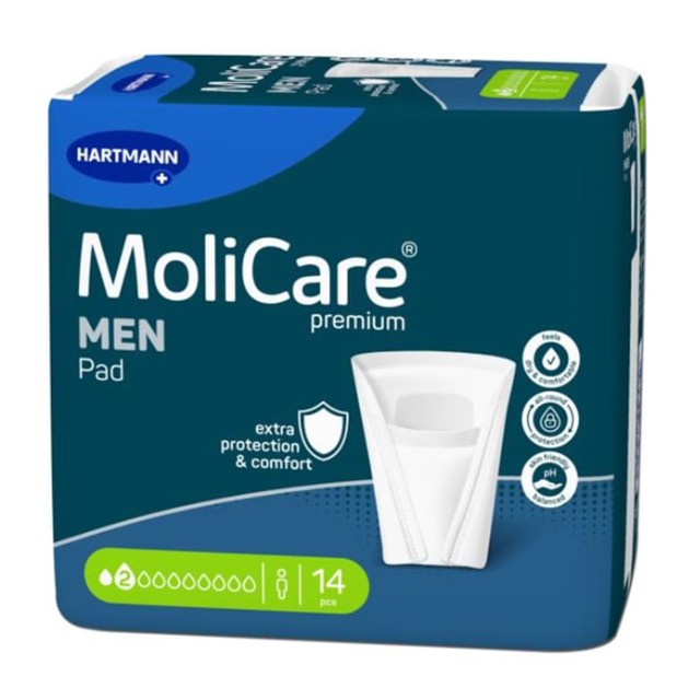 Hartmann MoliCare Premium Men Pad Επιθέματα Ακράτειας για Άντρες 2 Σταγόνες 14 Τεμάχια
