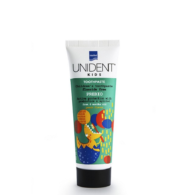 Intermed Unident Kids Toothpaste Prebio Παιδική Οδοντόκρεμα Με Πρεβιοτικά & Γεύση Ροδάκινο Για Παιδιά Από 6m, 50ml