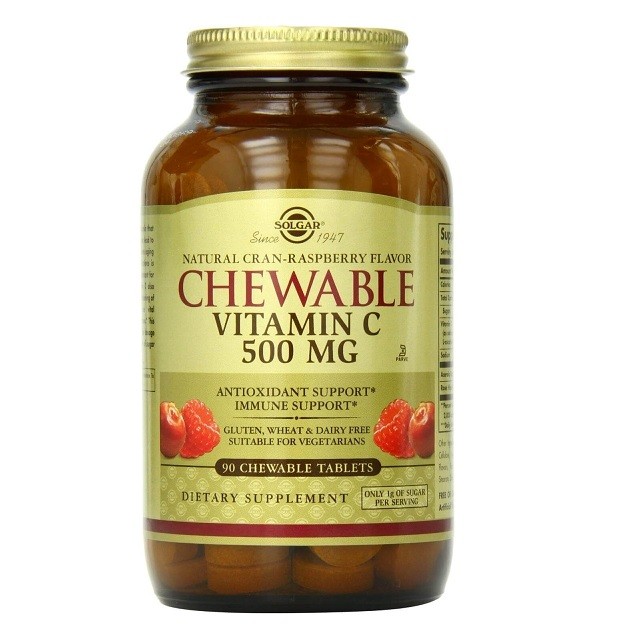 Solgar Chewable Vitamin C 500mg Cran-Raspberry Συμπλήρωμα Διατροφής Με Βιταμίνης C, 90 Μασώμενες Ταμπλέτες