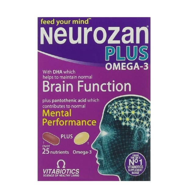 VITABIOTICS Neurozan Plus Omega 3 Συμπλήρωμα Διατροφής Για Σωστή Εγκεφαλική Λειτουργία , 28 Δίσκια & 28 Κάψουλες