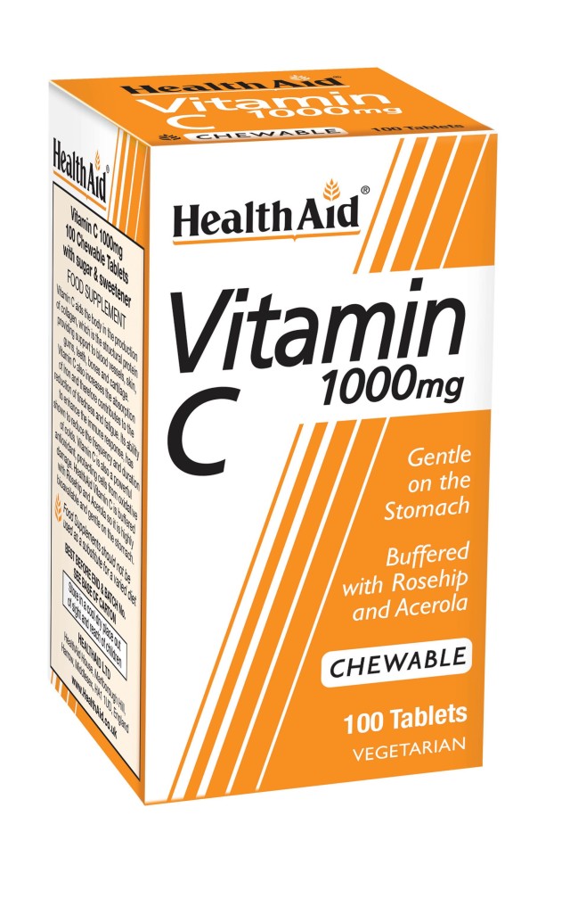HEALTH AID Vitamin C 1000mg with Rosehip & Acerola, 100 Μασώμενες Ταμπλέτες
