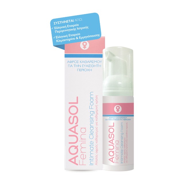 Aquasol Femina Intimate Cleansing Foam Απαλός Αφρός Καθαρισμού για την Καθημερινή Υγιεινή τηςΕυαίσθητης Περιοχής 40ml