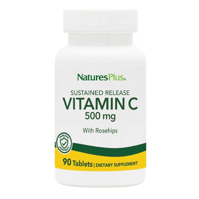 Natures Plus Vitamin C 500mg with RoseHips Συμπλήρωμα Διατροφής Βιταμίνης C με Εκχύλισμα Καρπών Αγριοτριανταφυλλιάς 90 Ταμπλέτες